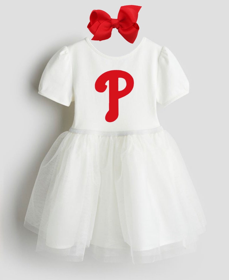 Phillies Dress Tulle Tutu and Bow Outfit for Girls and Baby 3 months to 10 Years image 1