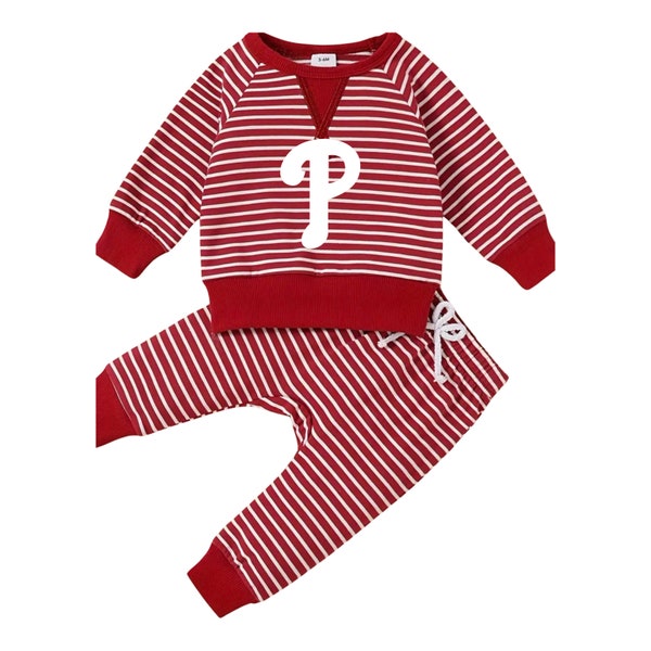 Phillies Jogger Outfit in Red or Pink Stripe  For Baby and Toddler