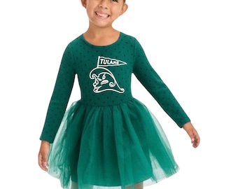 Tulane Girls and Baby Tutu Poufy Dress in Long or Short Sleeve Sizes  12mo - 5T