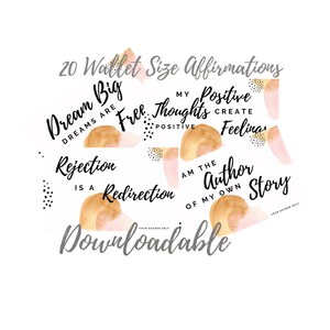 20 cartes d'affirmation téléchargeables au format portefeuille, Affirmation quotidienne, Affirmation à emporter partout