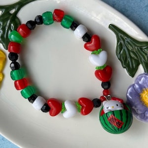 Watermelon Sugar Kitty - Kandi Inspired Stretch Bracelet