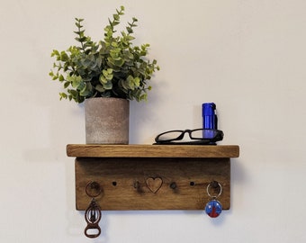 Floating Shelf Key Holder for Hallway / Entranceway / Kitchen / Bedroom / Utility - 300mm - Colour Options