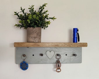 Floating Shelf Key Holder for Hallway / Entranceway / Kitchen / Bedroom / Utility - Two Tone - 400mm - Colour Options