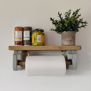 Kitchen Roll Holder Wall Hanging - Two Tone - Grey - (0118)