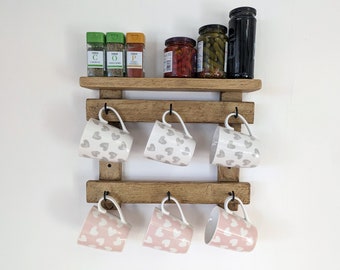 Mug Holder Rack - Antique Pine - (0104)