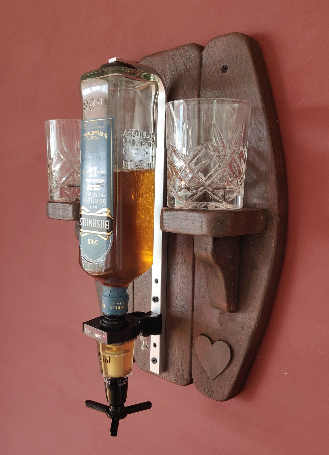 Wall Mounted Optic Drinks Bar Old Mahogany Etsy