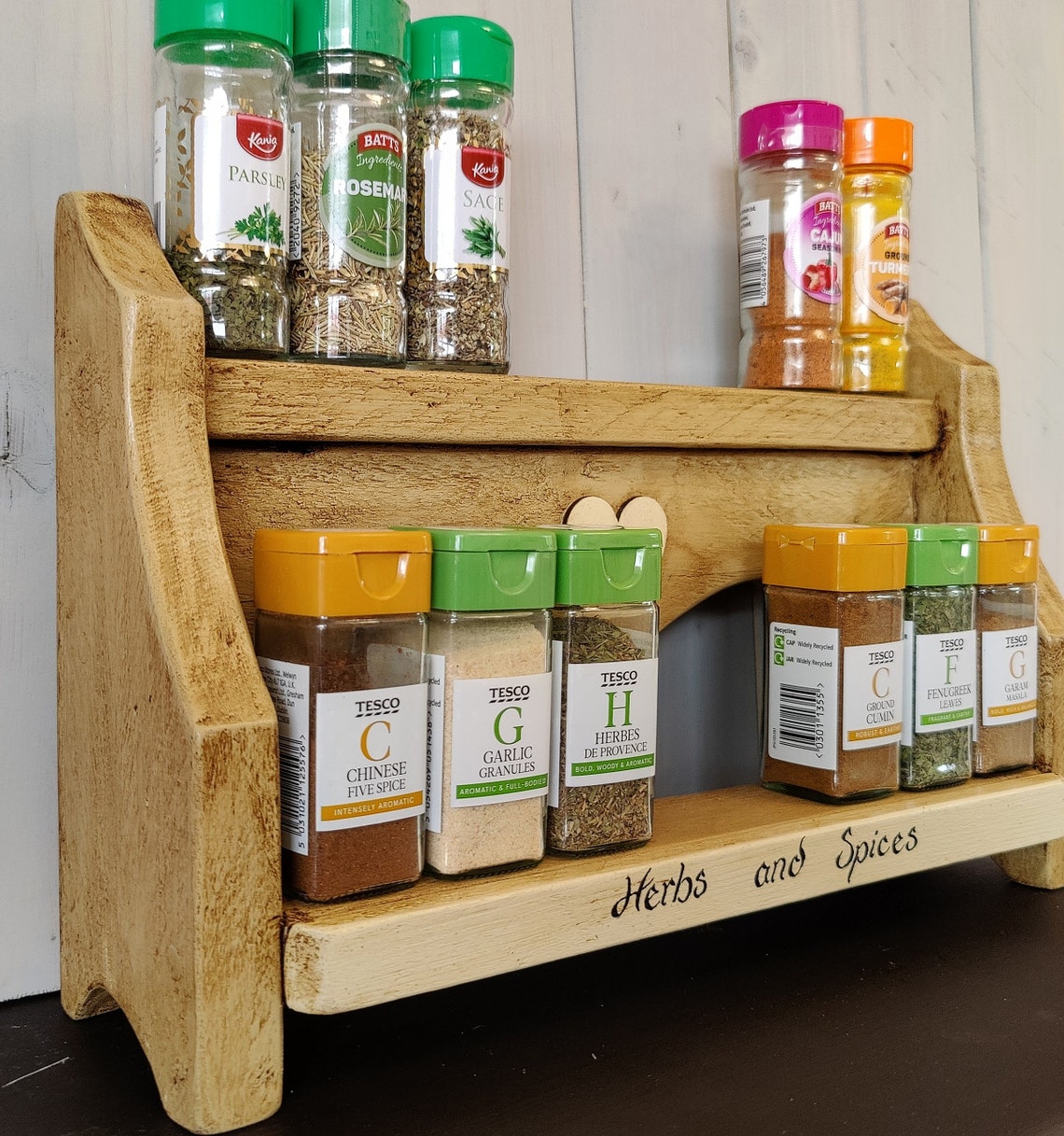 Worktop Free Standing Spice Rack Antique Pine and Cream Etsy UK