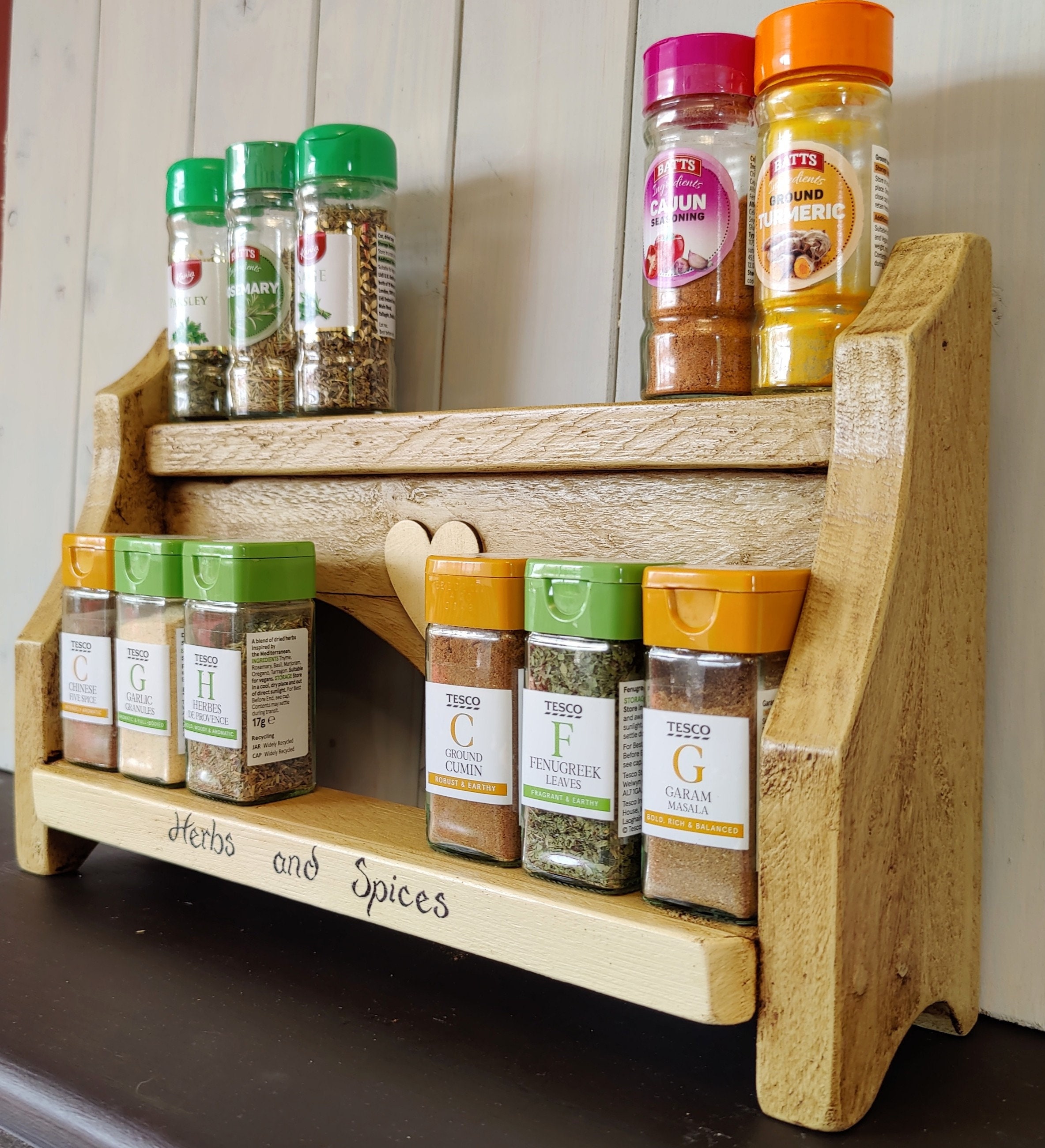 Worktop Free Standing Spice Rack Antique Pine and Cream Etsy UK