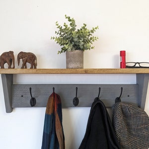 Coat Rack with Matte Black Hooks for Hallway / Entranceway / Kitchen / Bedroom / Utility - Two Tone - Colour Options and Sizes