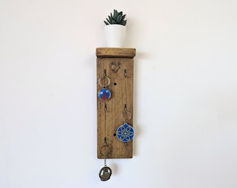 Large Vertical Key Holder Shelf with Hooks for Hallway / Entranceway / Kitchen / Bedroom / Utility - Colour Options and Sizes