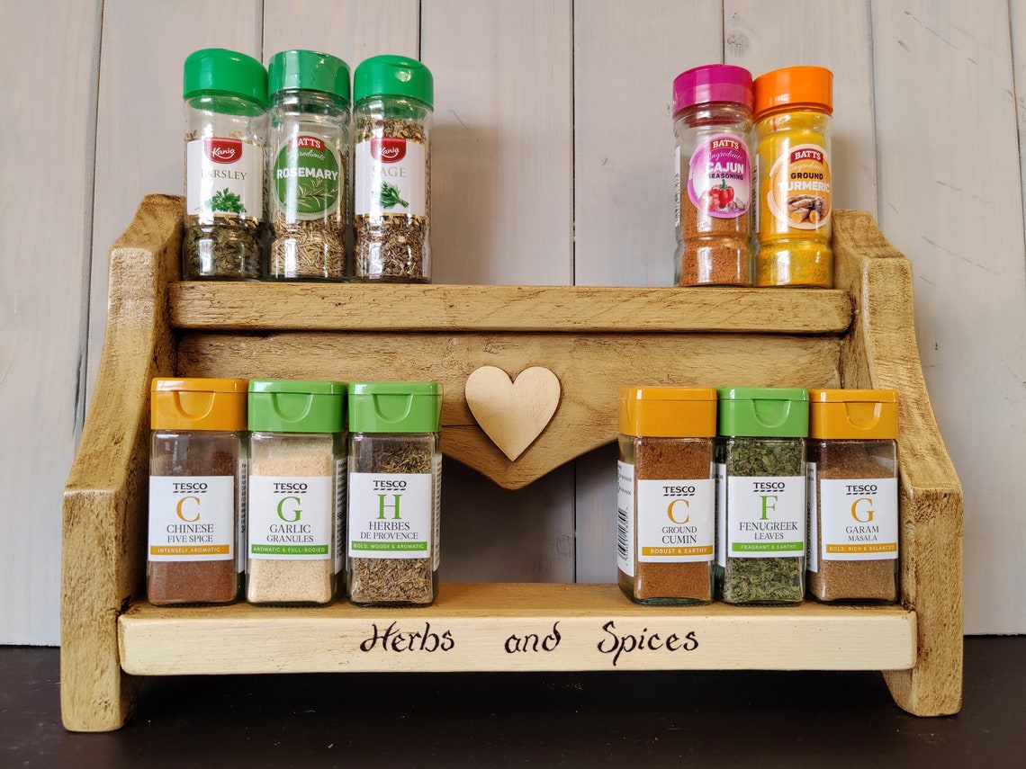 Worktop Free Standing Spice Rack Antique Pine and Cream Etsy UK