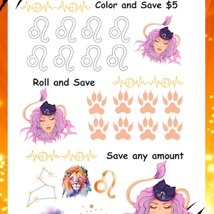 Leo Saving Challenges Cash Budgeting Low Income Instant Download Digital