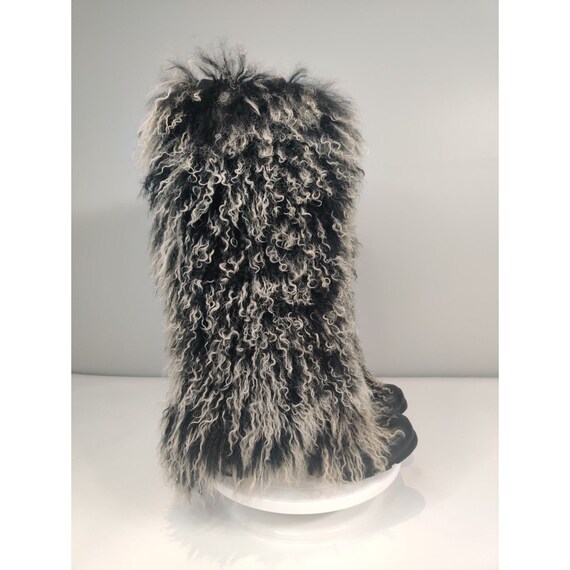 NWOT Mongolian Fur Boot Covers 2 Tone Black/Cream… - image 4