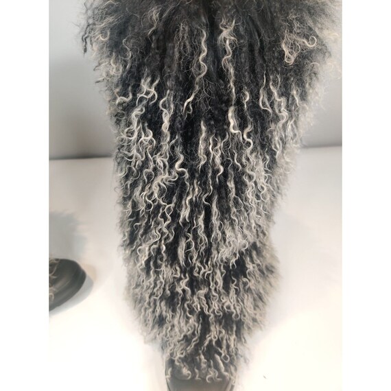 NWOT Mongolian Fur Boot Covers 2 Tone Black/Cream… - image 9