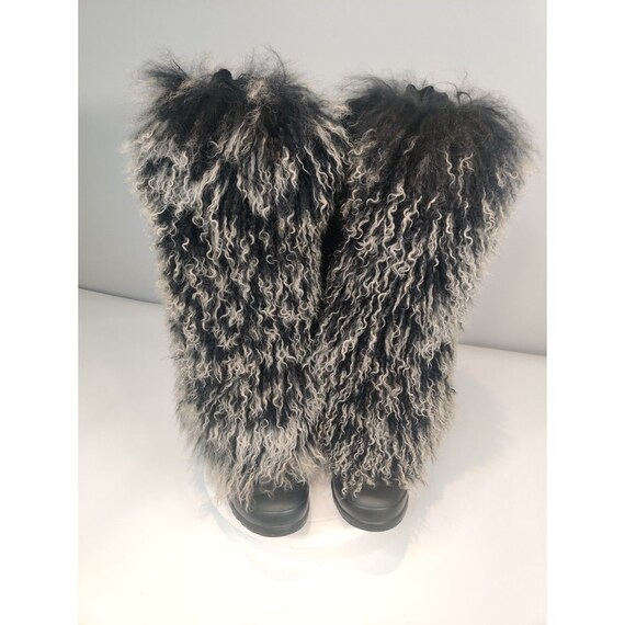 NWOT Mongolian Fur Boot Covers 2 Tone Black/Cream… - image 6