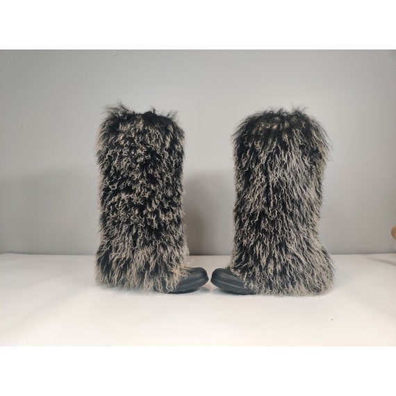 NWOT Mongolian Fur Boot Covers 2 Tone Black/Cream… - image 8