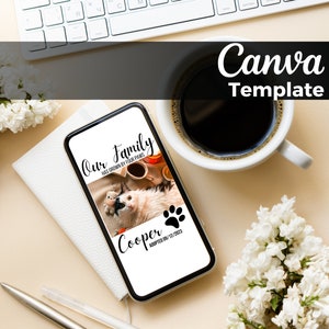 Pet Announcement Dog or Cat announcement for social media, New puppy announcement digital, New family member announcement, Editable template