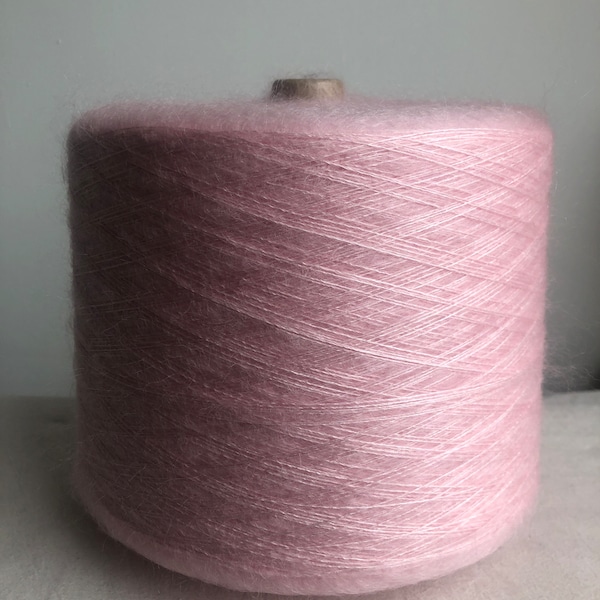 Ultra soft Silk Mohair 40/60 Japanese designer yarn on cone for machine, hand knitting, weaving crochet, light pink, luxury fine lace weight