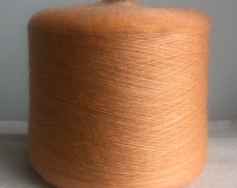 Ultra soft Silk Mohair 40/60 Japanese designer yarn on cone for machine, hand knitting, weaving crochet, orange creamsicle, luxury fine lace