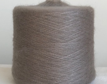 Ultra soft Silk Mohair 40/60 Japanese designer yarn on cone for machine, hand knitting, weaving, medium taupe grey, luxury fine lace weight