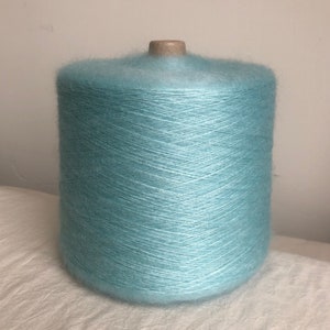 Ultra soft Silk Mohair 40/60 Japanese designer yarn on cone for machine, hand knitting, weaving, baby blue, luxury fine lace weight