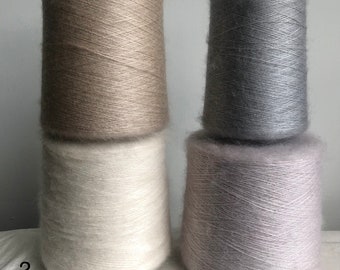 Fil de soie mohair ultra doux 40/60, fil japonais de créateur en cône pour tricot machine/main, beige, blanc, gris clair, argent, dentelle fine de luxe