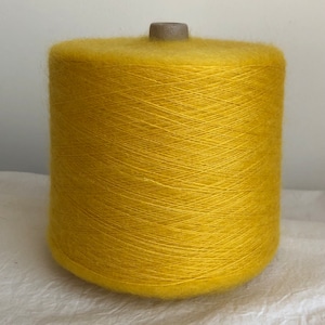 Ultra soft Silk Mohair 40/60 Japanese designer yarn on cone for machine, hand knitting, weaving, sunflower yellow, luxury fine lace weight