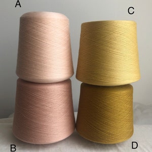 100% Ultra fine Merino 2/60 NM, highest quality Italian yarn on cone, fine & soft, peach pink, yellow, mustard, machine/hand knit, weaving