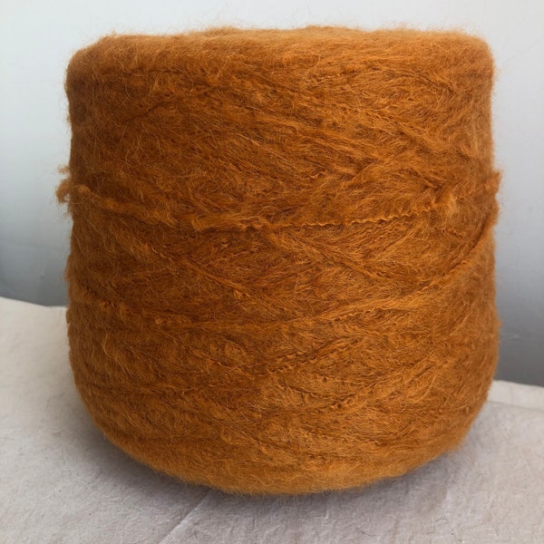 Baby Suri Alpaca / merino blend Italian yarn on cone, marigold orange, Luxurious soft fluffy brushed, machine/ hand knitting crochet weaving