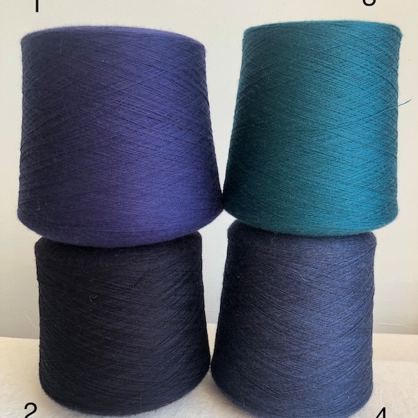 100% Extra fine Merino, highest quality Italian yarn on cone, super soft & light, Blue, navy, turquoise, machine/ hand knit, weaving