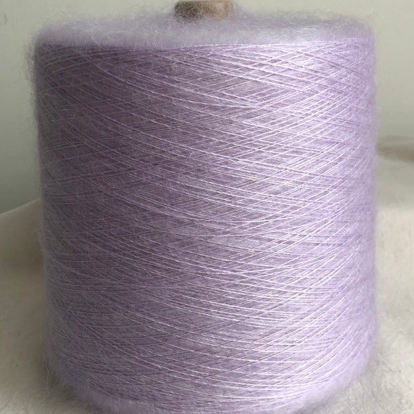 Ultra soft Silk Mohair 40/60 Japanese designer yarn on cone for machine, hand knitting, weaving, crochet, pastel lavender, luxury fine lace