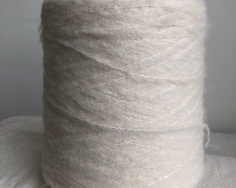 Baby Alpaca, Cashmere, Merino blend Italian yarn on cone, white, Luxurious soft fluffy brushed, machine/ hand knitting, crochet, weaving