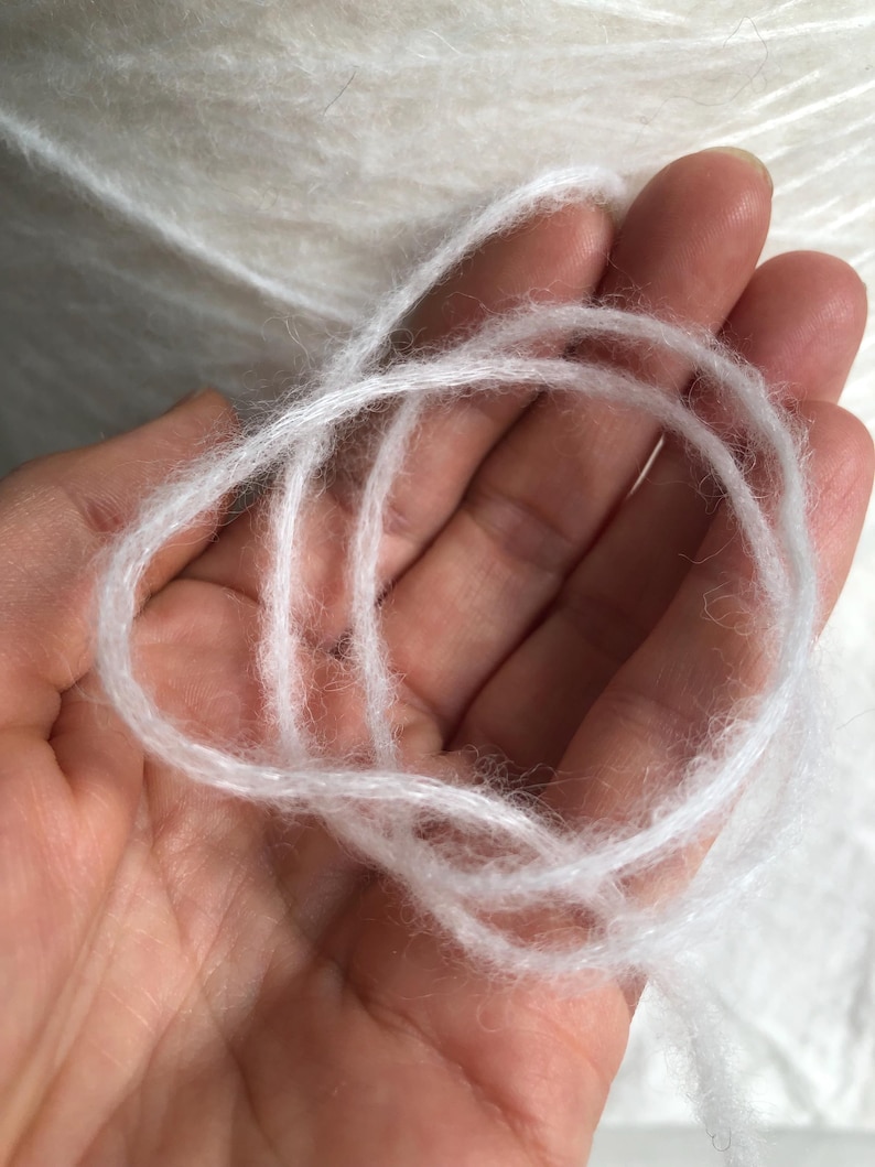 Alpaca, Wool, Nylon blend, soft fluffy light brushed, Italian yarn on cone, white, machine/ hand knitting, crochet, weaving image 2