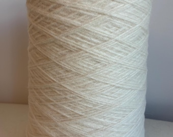 Baby Alpaca, Merino, Poly, soft fluffy light brushed, Italian yarn on cone, white, machine/ hand knitting, crochet, weaving