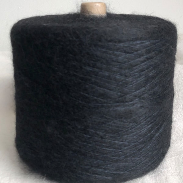 Ultra soft Silk Mohair 40/60 Japanese designer yarn on cone for machine, hand knitting, weaving, black, luxury fine lace weight