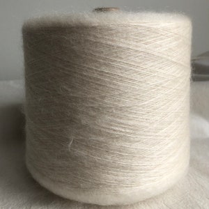 Ultra soft Silk Mohair 40/60 Japanese designer yarn on cone for machine, hand knitting, weaving, ecru, ivory off white, luxury fine lace wt