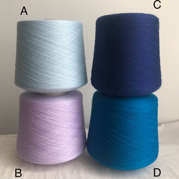 100% Ultra fine Merino 2/60 NM, highest quality Italian yarn on cone, fine & soft, blue, lavender, turquoise, machine/ hand knit, weaving