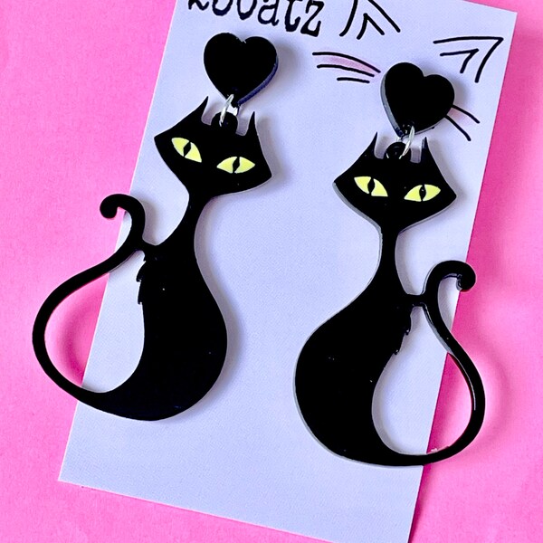 Cute black  Cat  earrings