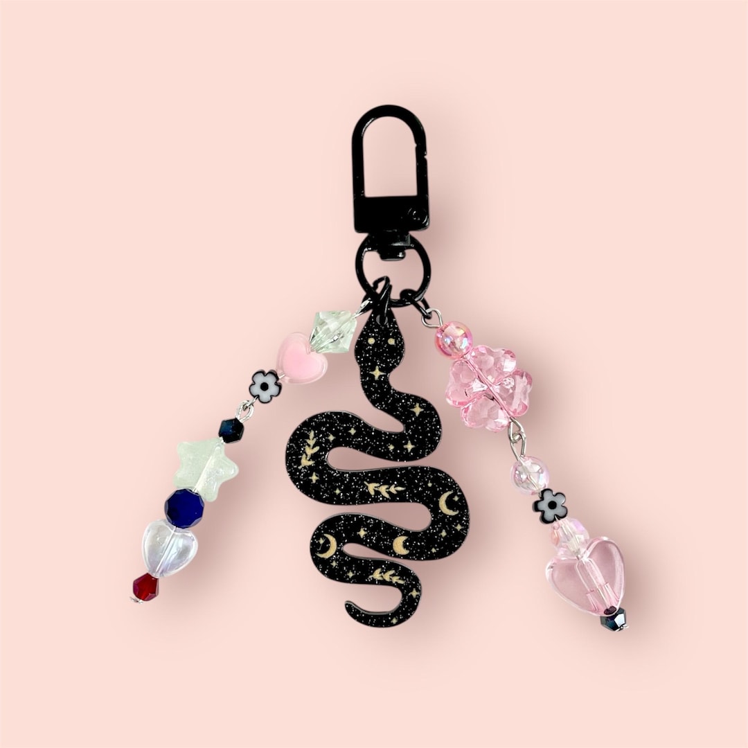 Handmade Snake and Beaded Keychain – Bag Charm - Etsy