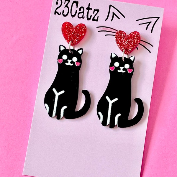 Cute black  Cat  earrings