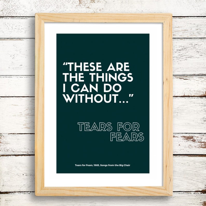 Tears for Fears Classic Song Lyrics, Shout High Quality Art Prints A4