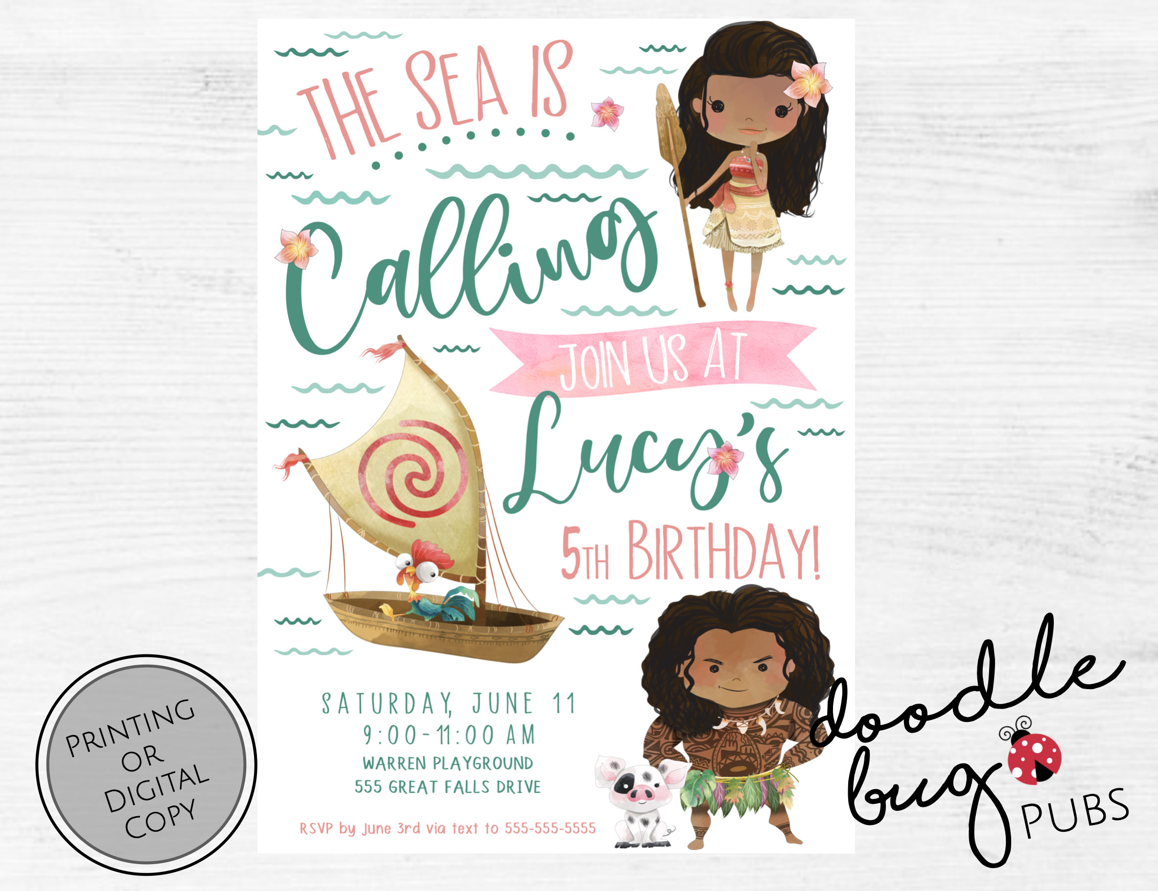 Moana Birthday Invitation Digital Copy ONLY - Etsy