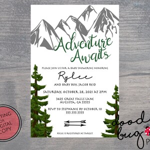 Adventure Awaits Baby Shower Invite- Digital or Printing