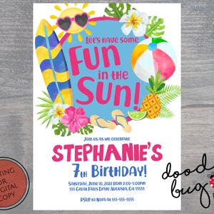 Faire-part d&#39;anniversaire S&#39;amuser au soleil - Copie numérique ou impressions