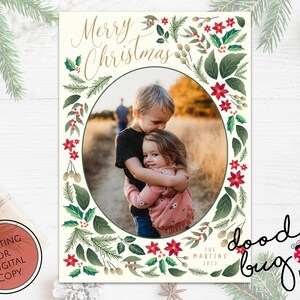 Cartolina fotografica con foglie di Natale - Stampe o copia digitale