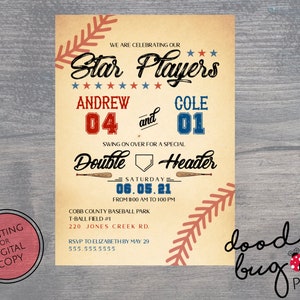 Double Header Birthday Invitation - Digital Copy or Printing