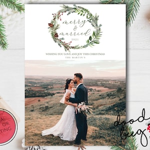 Merry and Married - Weihnachts-Fotokarte - Digital und Drucke