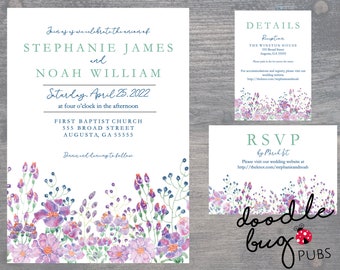 Spring Floral Wedding Invitation Suite - Digital Copy or Printing