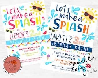 Splash Pad Birthday Party Invitation - Digital Copy or Printing