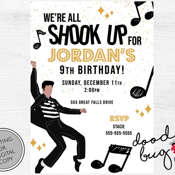 Elvis Birthday Party Invitation - Digital Copy or Prints Available